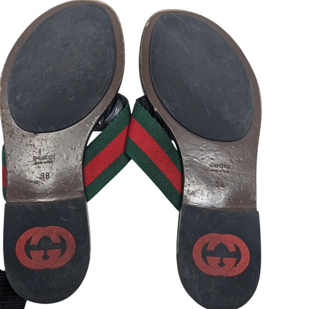 Gucci Kika Interlocking GG Red Green Thong Flip Flop Sandal Size EU 38 - Picture 12 of 16
